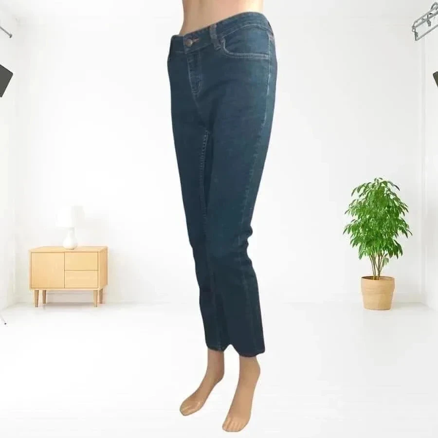 Jean Lee Cooper corte reto - cintura baixa média - stretch - azul marinho – photo 4